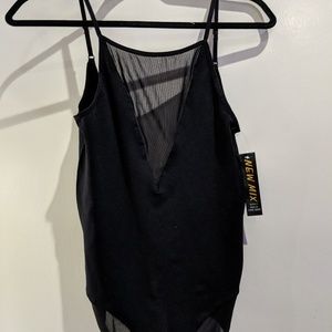 New Mix Black Mesh Bodysuit (snap bottom)